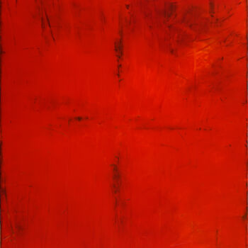 Painting titled "SURFACE N°21 "RED"" by Michel Boucharinc, Original Artwork, Acrylic Mounted on Wood Stretcher frame