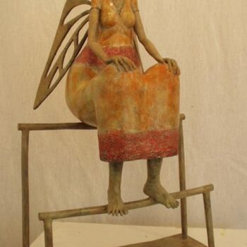 Sculpture intitulée "Ange assis" par Micheldejos, Œuvre d'art originale