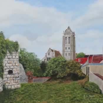 Peinture intitulée "Eglise de Beaumont…" par Michel De Ruyck, Œuvre d'art originale, Huile
