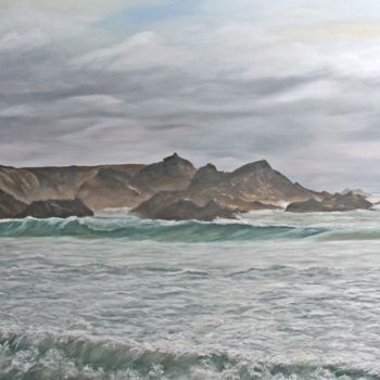 Peinture intitulée "La plage de Donnant…" par Michel De Ruyck, Œuvre d'art originale, Huile