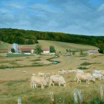 Pintura intitulada "la vallée de la Mau…" por Michel De Ruyck, Obras de arte originais, Óleo