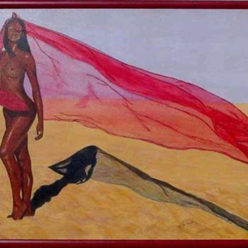 Pintura intitulada "la femme au voile" por Michel De Ruyck, Obras de arte originais, Óleo