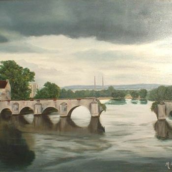 Malerei mit dem Titel "le vieux pont de Li…" von Michel De Ruyck, Original-Kunstwerk, Öl