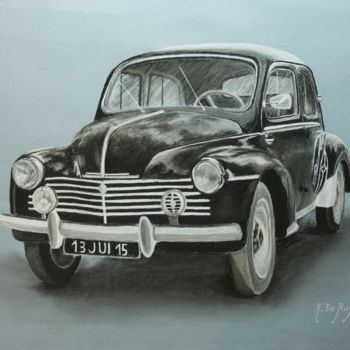 Dessin intitulée "4CV Renault" par Michel De Ruyck, Œuvre d'art originale