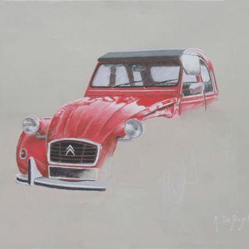 Desenho intitulada "2 CV Citroën "inach…" por Michel De Ruyck, Obras de arte originais