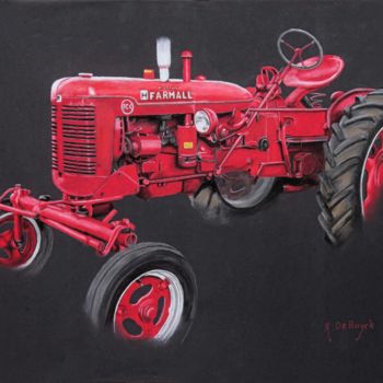 Peinture intitulée "tracteur-farmall.jpg" par Michel De Ruyck, Œuvre d'art originale, Pastel