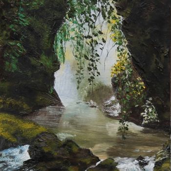 Painting titled "Cascade de la Nartu…" by Michel De Ruyck, Original Artwork, Oil