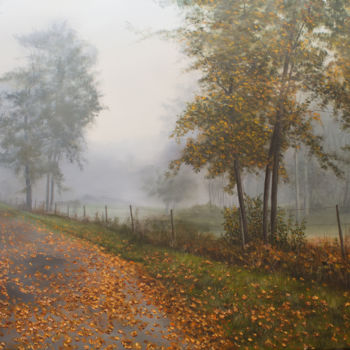 Pintura intitulada "Brouillard sur le c…" por Michel De Ruyck, Obras de arte originais, Óleo