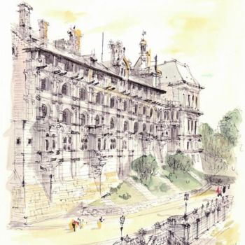 Drawing titled "Château de Blois" by Michel Dolias, Original Artwork, Other