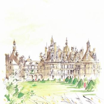 Drawing titled "Château de Chambord" by Michel Dolias, Original Artwork, Other