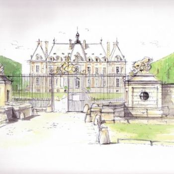 Drawing titled "Château Parc de Sce…" by Michel Dolias, Original Artwork, Other