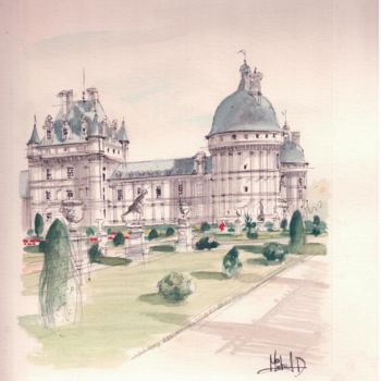 Drawing titled "Château de Valençay" by Michel Dolias, Original Artwork