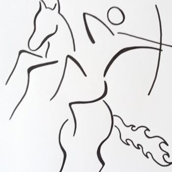 Disegno intitolato "Amazone" da Michèle Baylet-Brunet, Opera d'arte originale, Inchiostro