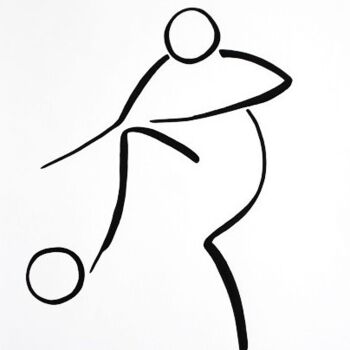 Desenho intitulada "Balle au pied" por Michèle Baylet-Brunet, Obras de arte originais, Tinta