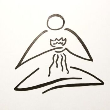 Dessin intitulée "Lotus en méditation" par Michèle Baylet-Brunet, Œuvre d'art originale, Encre