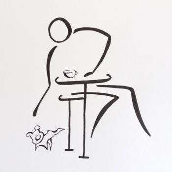 图画 标题为“Petit chien facétie…” 由Michèle Baylet-Brunet, 原创艺术品, 墨