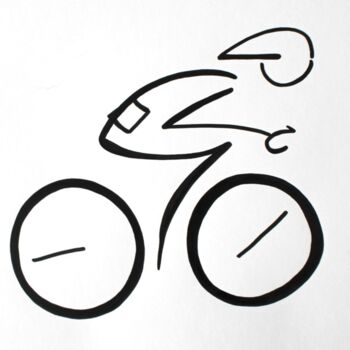 Rysunek zatytułowany „Cycliste” autorstwa Michèle Baylet-Brunet, Oryginalna praca, Atrament