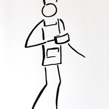 Drawing titled "Le cuisinier" by Michèle Baylet-Brunet, Original Artwork, Ink