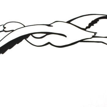 Drawing titled "Vol de flamant rose" by Michèle Baylet-Brunet, Original Artwork, Ink