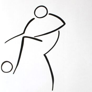 「Jongler」というタイトルの描画 Michèle Baylet-Brunetによって, オリジナルのアートワーク, インク