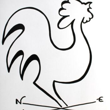 Dessin intitulée "Fier coq" par Michèle Baylet-Brunet, Œuvre d'art originale, Encre