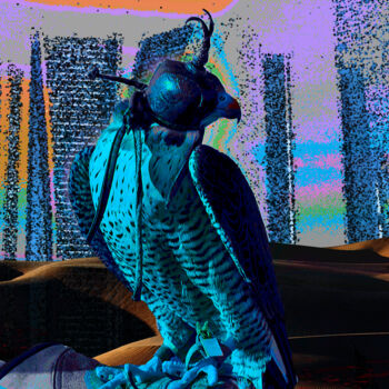 Arts numériques intitulée "Chaperoned falcon" par Michèle Baylet-Brunet, Œuvre d'art originale, Peinture numérique