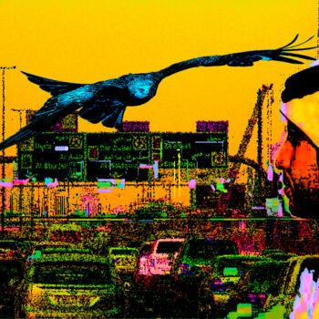 Arts numériques intitulée "Flight over the city" par Michèle Baylet-Brunet, Œuvre d'art originale, Peinture numérique