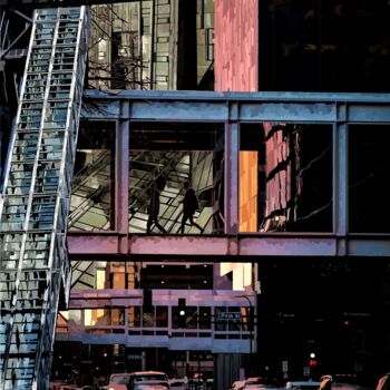 Arts numériques intitulée "Night traffic" par Michèle Baylet-Brunet, Œuvre d'art originale, Peinture numérique Monté sur Alu…