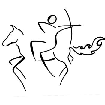 Disegno intitolato "Amazone au galop" da Michèle Baylet-Brunet, Opera d'arte originale, Inchiostro