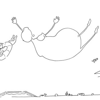 Dessin intitulée "Brindille à la pisc…" par Michèle Baylet-Brunet, Œuvre d'art originale, Encre