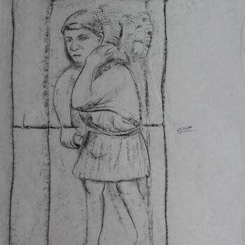 Σχέδιο με τίτλο "Plaque représentant…" από Michèle Baylet-Brunet, Αυθεντικά έργα τέχνης, Κάρβουνο