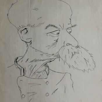 Dessin intitulée "Caricature homme an…" par Michèle Baylet-Brunet, Œuvre d'art originale, Encre