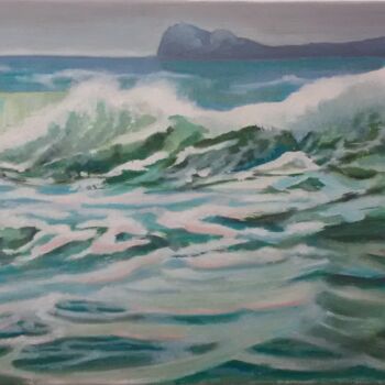 Painting titled "Littoral caraïbe" by Michèle Buchet, Original Artwork, Oil Mounted on Other rigid panel