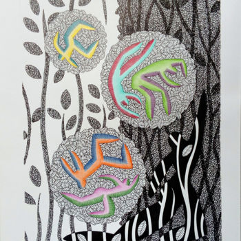 「Fragrance」というタイトルの描画 Michèle Caranoveによって, オリジナルのアートワーク, インク
