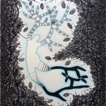 Dessin intitulée "Un frisson d'éclair…" par Michèle Caranove, Œuvre d'art originale, Encre