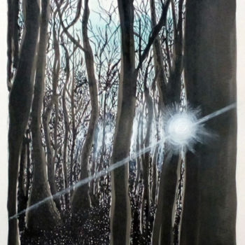Dessin intitulée "Lumière d'hiver à T…" par Michèle Caranove, Œuvre d'art originale, Encre