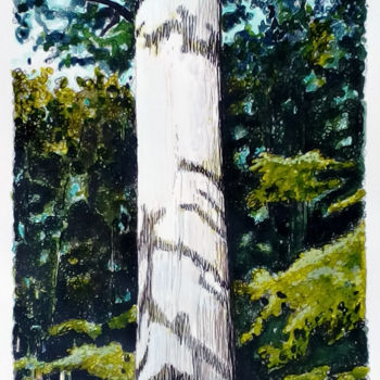 Peinture intitulée "Chêne remarquable "…" par Michèle Caranove, Œuvre d'art originale, Encre