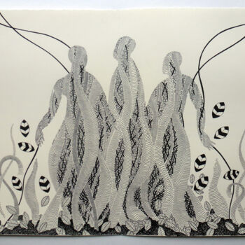Рисунок под названием "Dessin7" - Michèle Caranove, Подлинное произведение искусства, Чернила