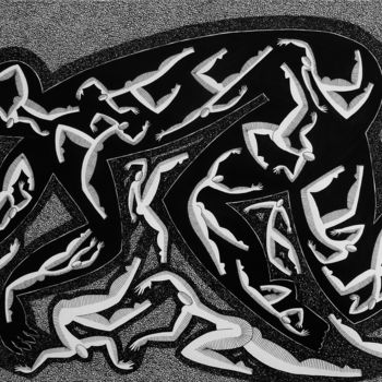Dibujo titulada "Follow me" por Michèle Caranove, Obra de arte original, Tinta
