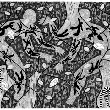 Dessin intitulée "La soif de l'autre" par Michèle Caranove, Œuvre d'art originale, Encre