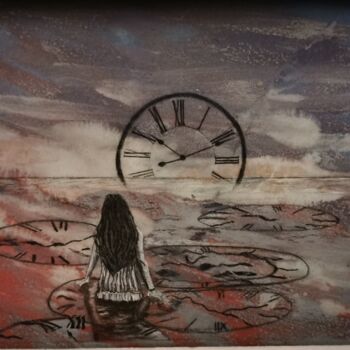 Painting titled "Le Temps qui passe" by Michèle Cerbello (Pastelliste), Original Artwork, Pastel Mounted on Cardboard