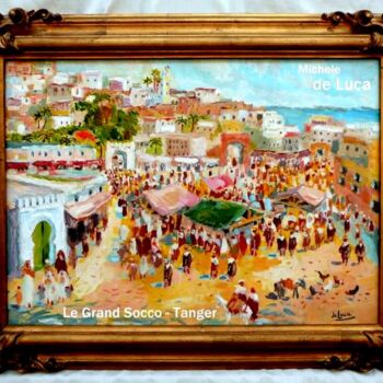 Peinture intitulée "TANGER SOUK" par Michele De Luca, Œuvre d'art originale