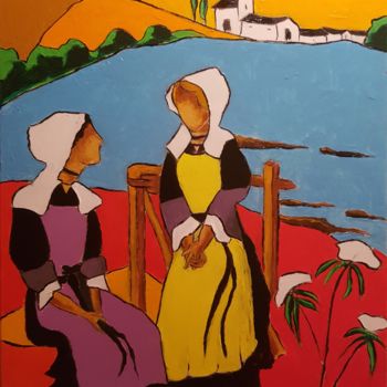 Peinture intitulée "LES BRETONNES" par Michele Devinante, Œuvre d'art originale, Acrylique