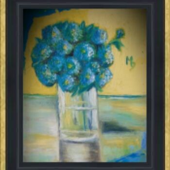 Painting titled "BOUQUET BLEU" by Michele Devinante, Original Artwork, Oil