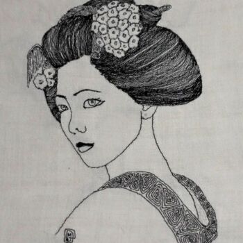 Textile Art titled "MISAKI Beauté flori…" by Michèle Duvillet, Original Artwork, Textile fiber