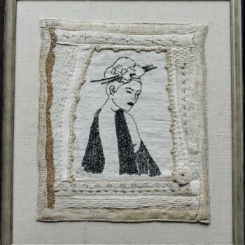 Art textile intitulée "DAITAN Audacieuse" par Michèle Duvillet, Œuvre d'art originale, Broderie Monté sur Carton
