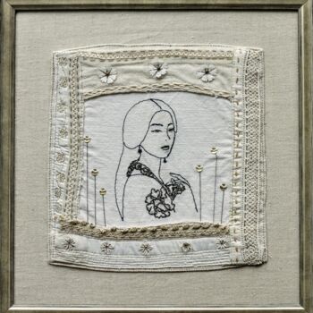 Art textile intitulée "SUMI Raffinée" par Michèle Duvillet, Œuvre d'art originale, Broderie Monté sur artwork_cat.
