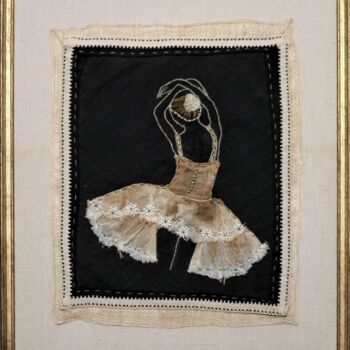 纺织艺术 标题为“AUBADE 1” 由Michèle Duvillet, 原创艺术品, 线 安装在纸板上