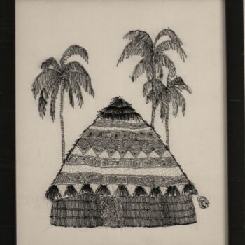 Art textile intitulée "Ouvéa" par Michèle Duvillet, Œuvre d'art originale, Fil Monté sur Carton