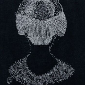 Art textile intitulée "MIYO Belle générati…" par Michèle Duvillet, Œuvre d'art originale, Fil Monté sur Carton